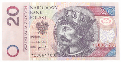 Banknot 20 złotych 1994 seria zastępcza YE