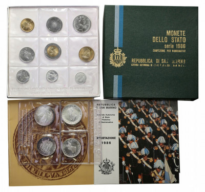 San Marino zestaw rocznikowy 1986 + 4 monety Ag