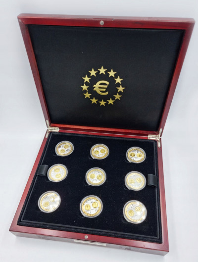 Medale wspólna waluta euro - zestaw 17 szt SREBRO