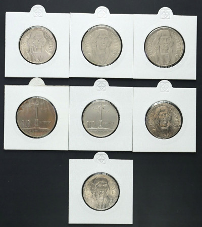 10 złotych Kopernik i Kolumna - zestaw 7 szt uk