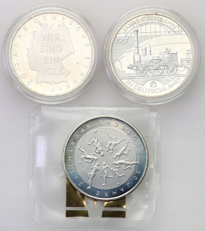 Niemcy, 10, 20 euro 2010-17, zestaw 3 szt., SREBRO