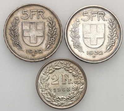 Szwajcaria monety SREBRO zestaw 3 sztuk