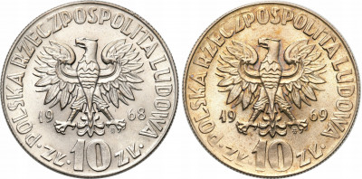 PRL 10 zł Kopernik 1968-1969 - 2 szt. st.1
