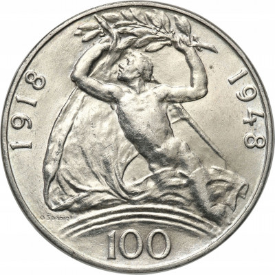 Czechosłowacja. 100 koron 1948 Srebro PIĘKNE