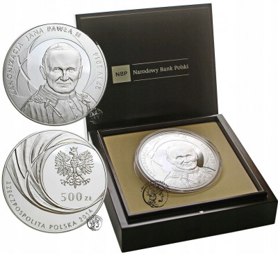 500 złotych Kanonizacja Jana Pawła II SREBRO 1 kg