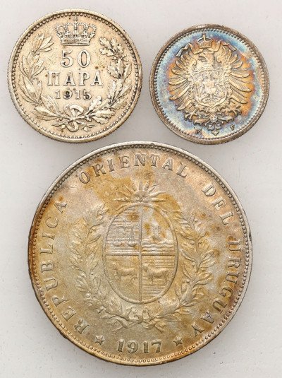 Zestaw monet srebrnych Urugwaj, Serbia , Niemcy