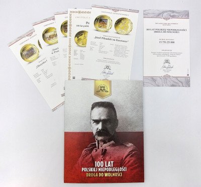 Zestaw 100 lat polskiej niepodległości medal ZŁOTO
