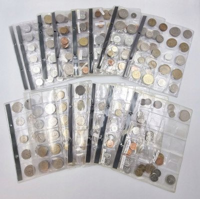 Duży ciekawy zestaw 450 szt monet ze świata
