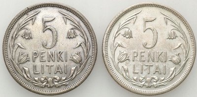Litwa 5 Litów 1925 SREBRO - 2 sztuki - st.3+