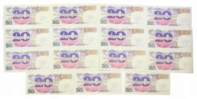 20 złotych 1982, zestaw 15 banknotów