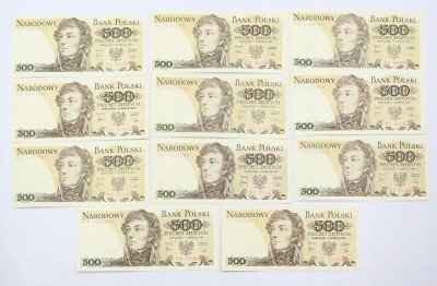 500 złotych 1982, zestaw 11 banknotów