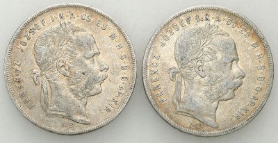 Węgry 1 Forint 1878 + 79 Franz J. I (2 szt.) st.3