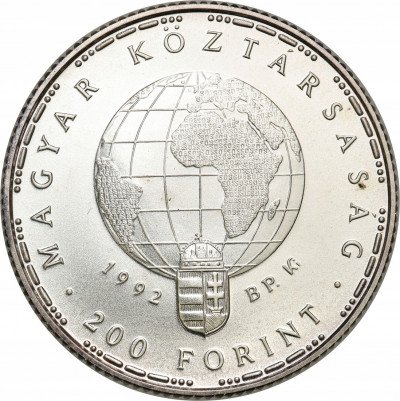 Węgry 200 Forint 1992 SREBRO bociany