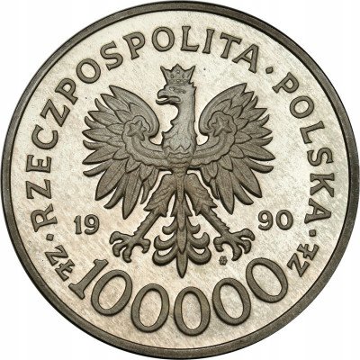 PRL 100 000 złotych 1990 Gruba Solidarność