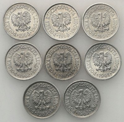 PRL. 10 groszy 1961 - 1966 PIĘKNE zestaw 8 szt.