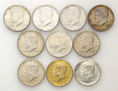USA 1/2 dolara 1964 Kennedy SREBRO zestaw 10 sztuk