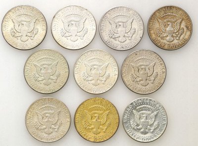 USA 1/2 dolara 1964 Kennedy SREBRO zestaw 10 sztuk