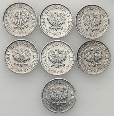 PRL. 5 groszy 1959 - 1963 PIĘKNE zestaw 8 szt.