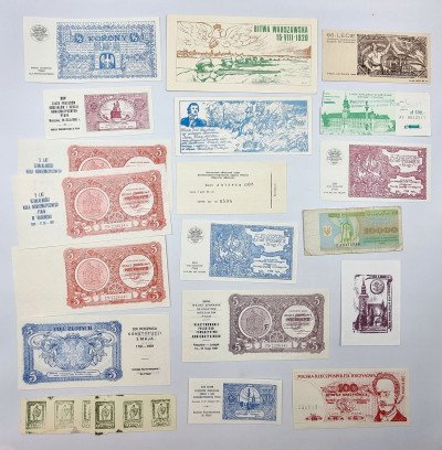 DUŻY zestaw bony znaczki banknoty PTN RÓŻNE 58 szt