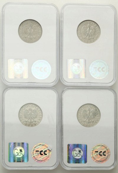 1 złoty 1929 - zestaw 4 sztuk - polski grading