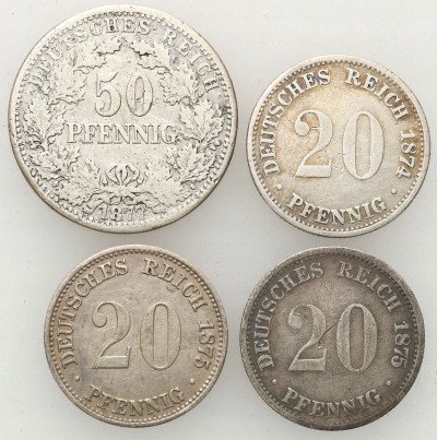 Niemcy Kaiserreich monety srebrne 4 sztuki st.3-