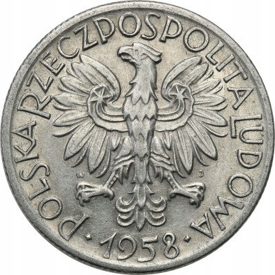 PRL 5 złotych 1958 Rybak - wysoka / wąska ósemka