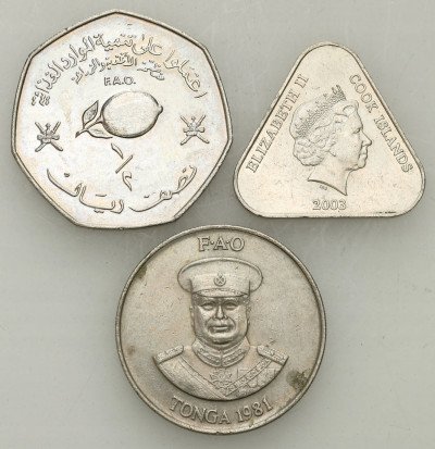 Tonga/Oman/Cook Isl. monety - zestaw 3 sztuk st.1