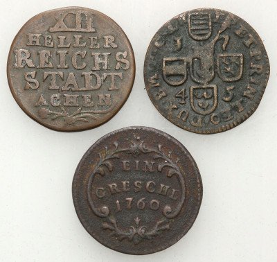 Monety XVIII w. miedź (3 sztuki) st.3