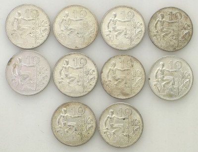 Czechosłowacja 10 koron 1954-64 SREBRO - 10 sztuk