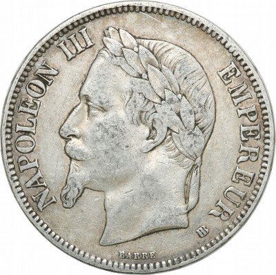 Francja. Napoleon 5 franków 1868 st.3+