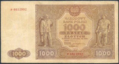 Banknot. 1000 złotych 1946 seria P