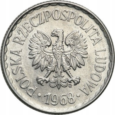 PRL. 1 złoty 1968 Al. - PIĘKNY