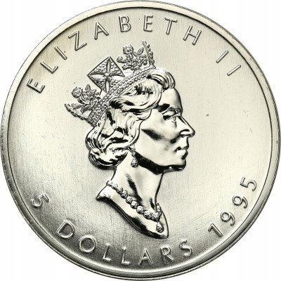 Kanada 5 dolarów 1995 liść klonu SREBRO uncja st.1