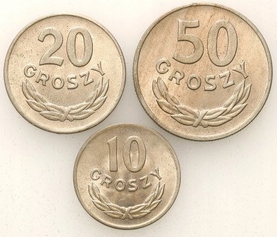 Monety CuNi zestaw 3 sztuk 10 - 50 groszy 1949