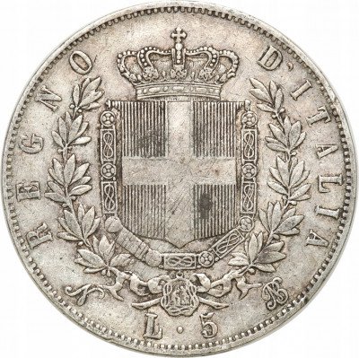 Włochy. Emanuel 5 Lirów 1865