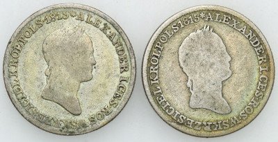 Królestwo Polskie. 1 złoty 1830 + 1834 – 2 szt