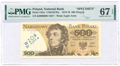 Banknot WZÓR / SPECIMEN 500 złotych 1974 - RZADKIE