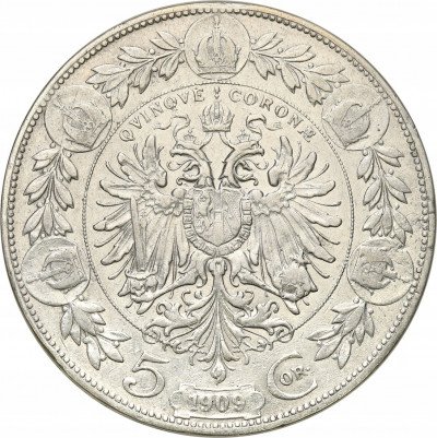 Austria 5 koron 1909 FJ I Marschall st.3