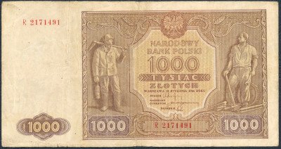 Banknot. 1000 złotych 1946 seria R