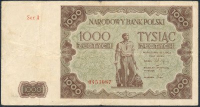 Banknot. 1000 złotych 1947 seria A