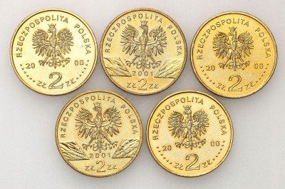 III RP 2 złote 2000-2001 RÓŻNE zestaw 5 szt