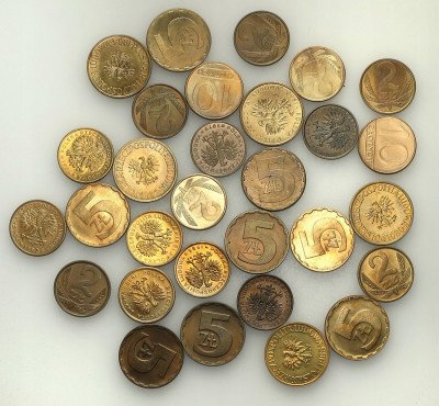 Zestaw monet PRL mosiądz od 2 zł do 5 zł – 32 szt.