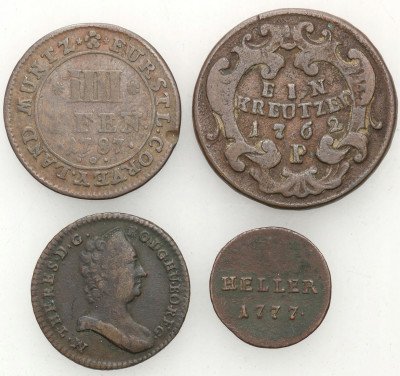 Monety XVIII w. miedź (4 sztuki) st.3