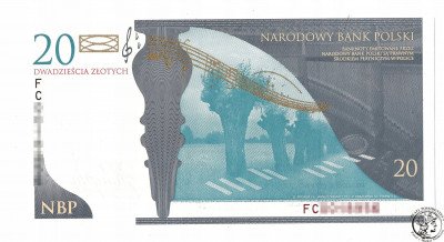 Banknot 20 złotych 2009 Fryderyk Chopin UNC