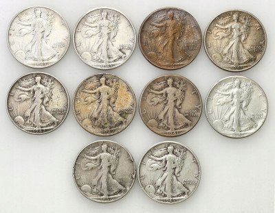 USA 1/2 dolara 1937-45 Liberty Walking zestaw