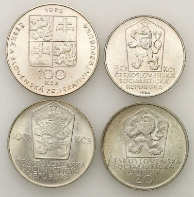 Czechosłowacja monety srebrne zestaw 4 sztuk