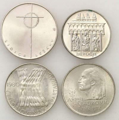 Czechosłowacja monety srebrne zestaw 4 sztuk
