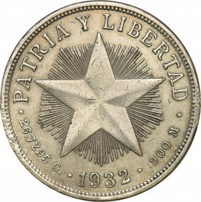Kuba 1 Peso 1932 SREBRO