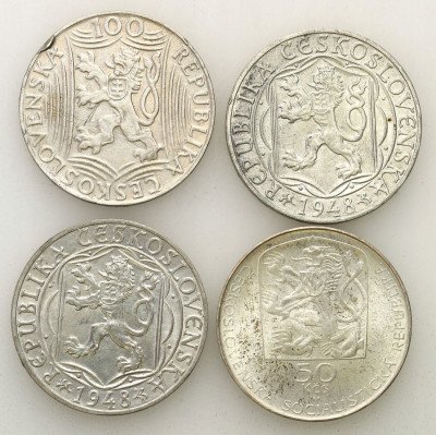 Czechosłowacja monety srebrne 1949-74 zestaw 4 szt