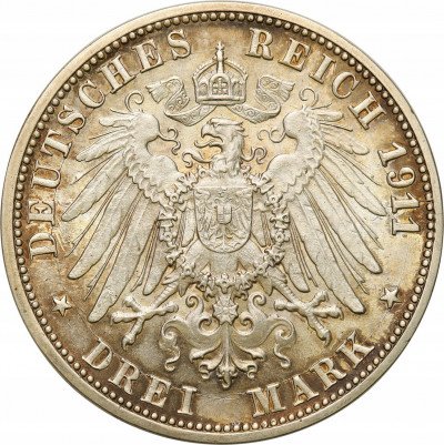 Niemcy Wirtembergia 3 Marki 1911 F